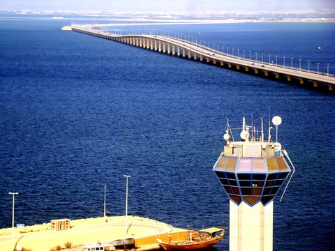 The King Fahd Causeway crossing the sea between Bahrain and Saudi Arabia